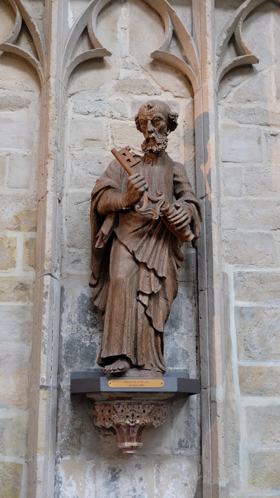 The wooden statue of St. Peter in St. Peter's church, Leuven, Belgium