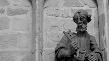 The wooden statue of St. Peter in St. Peter's church, Leuven, Belgium