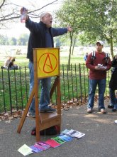 Man at Speaker's Corner in London's Hyde Park (edited)