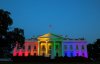 The White House lit up in rainbow colours
