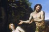 "The Rebuke of Adam and Eve" painting, by Domenichino, from 1626; cropped and edited